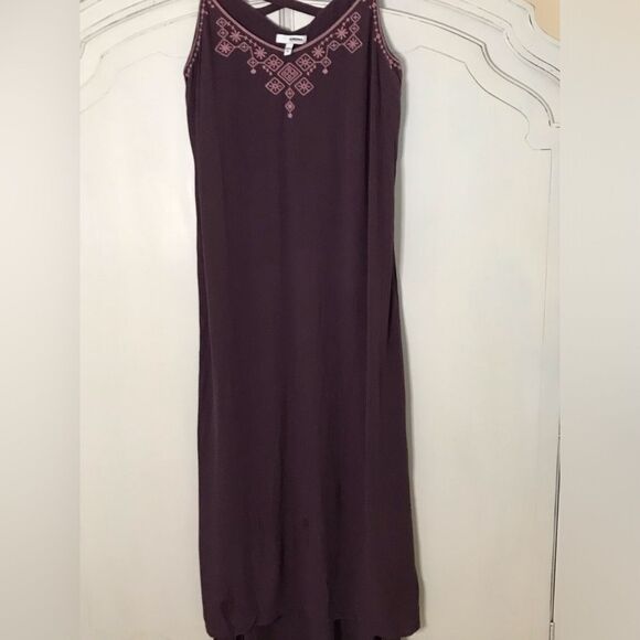 Sonoma purple high low pink embroidered maxi sundress crinkle fabric size L - Picture 2 of 5